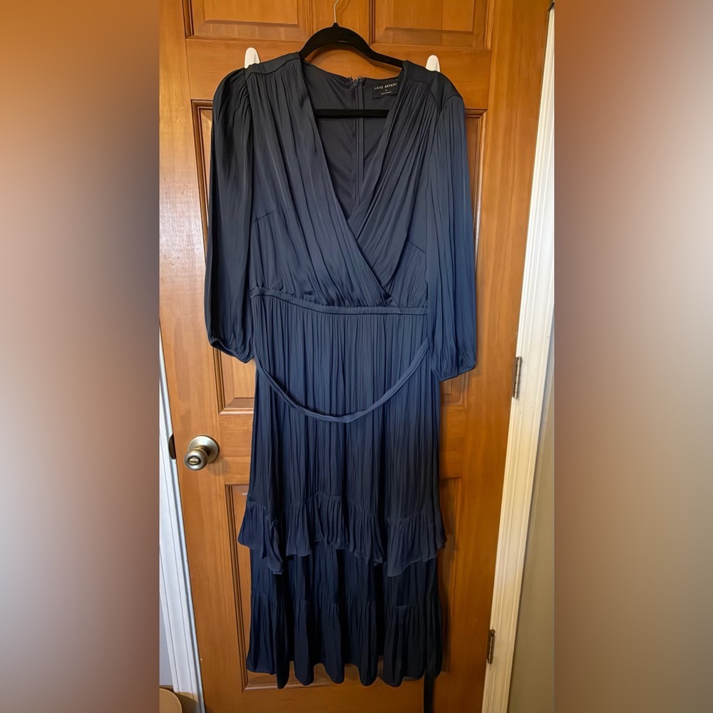 Lane Bryant Charcoal/Blue Long Sleeve Dress